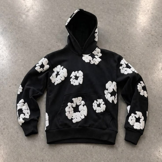 White on black denim tears